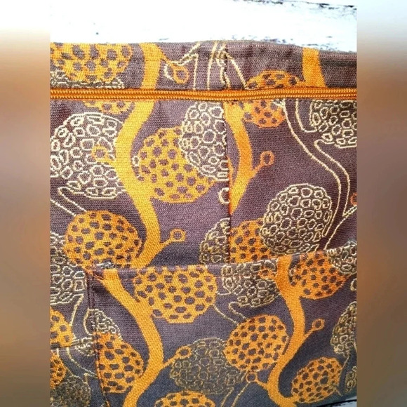 Handmade Gray and Orange Vintage Fabric Satchel‎ Crossbody Handbag 70's - Picture 2 of 7